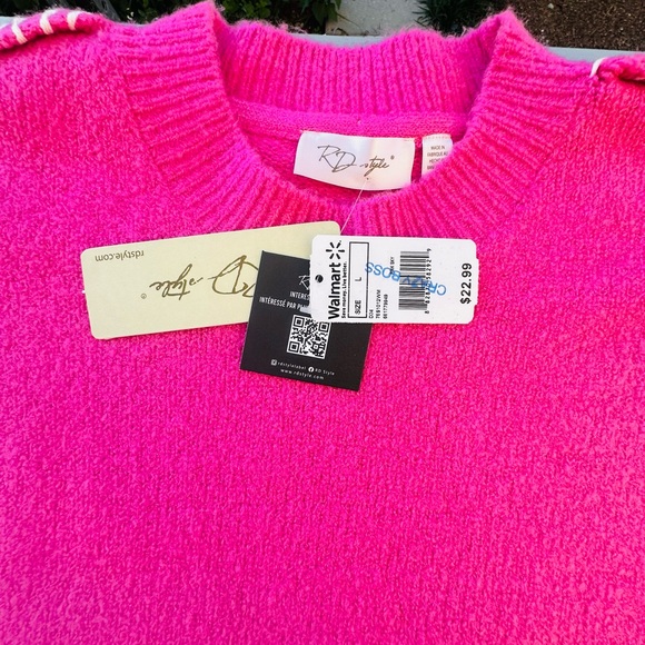 RD Style Fuchsia Sweater with White Accents - Picture 3 of 6